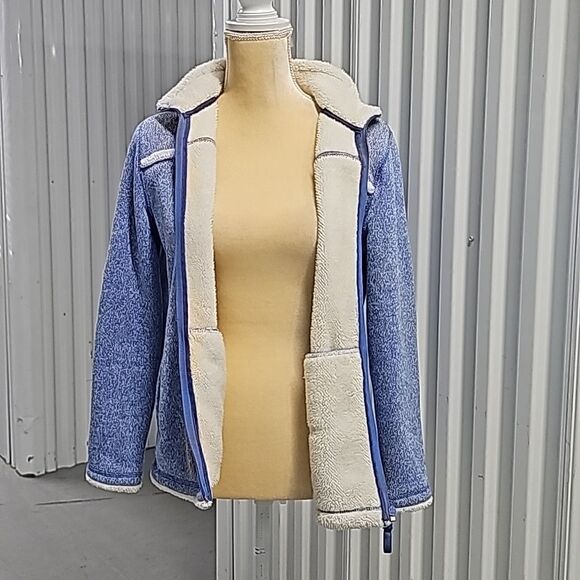 Talbots Sherpa Yoke Trim Jacket, Size Medium Petite, Ultramarine Blue - Picture 8 of 10